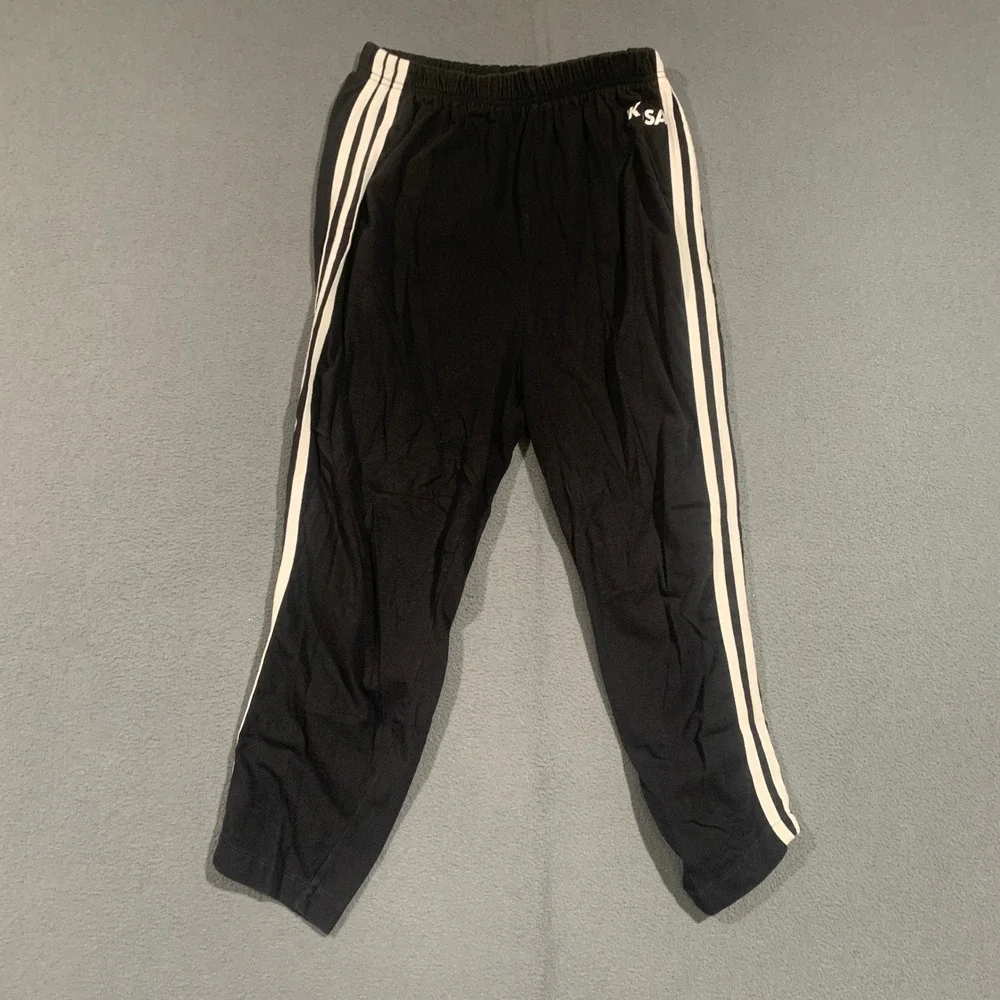 JK Sport Black‎ Track Pants White Side Stripes Made in USA Youth 18/20